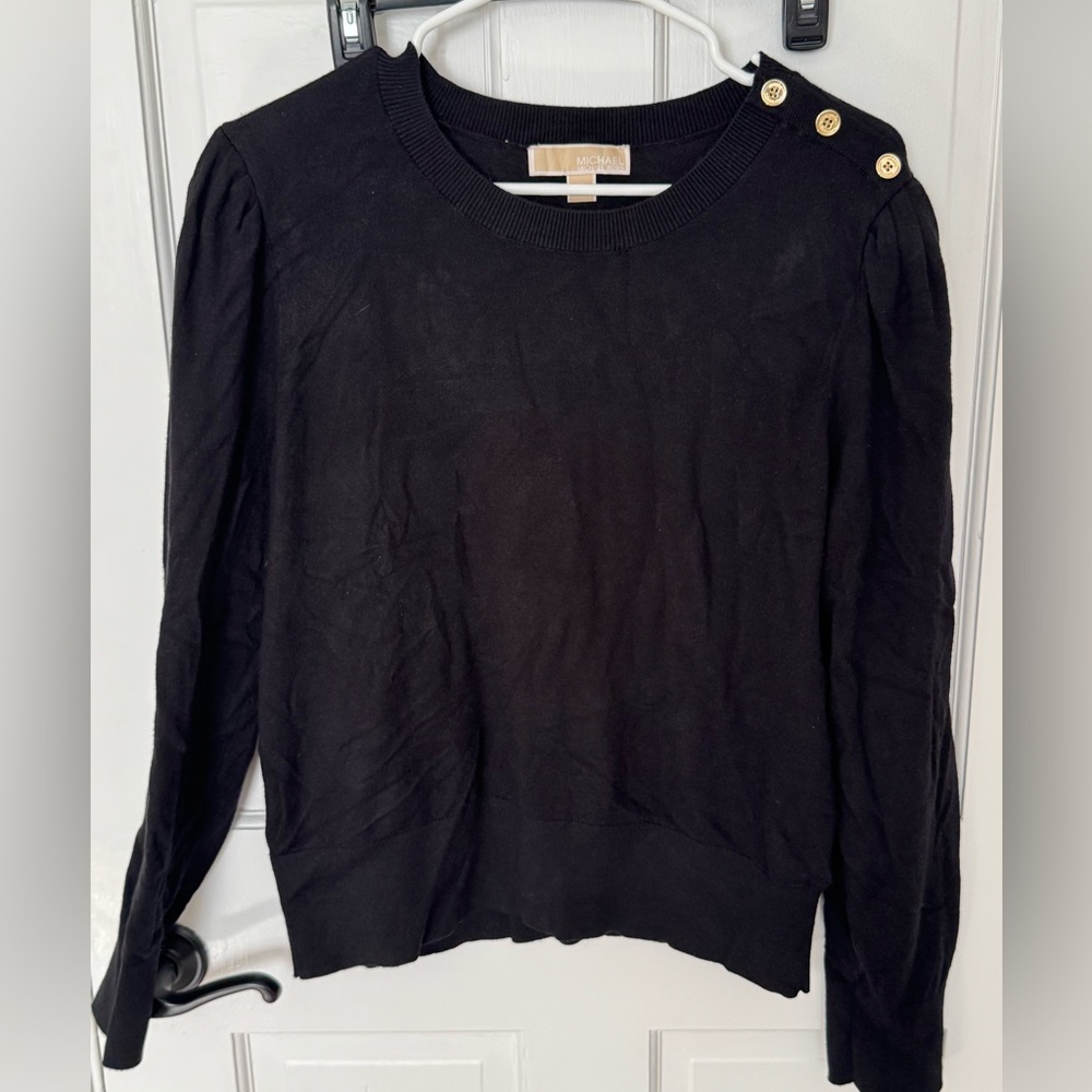 MICHAEL Michael Kors Black Sweater with Gold Buttons